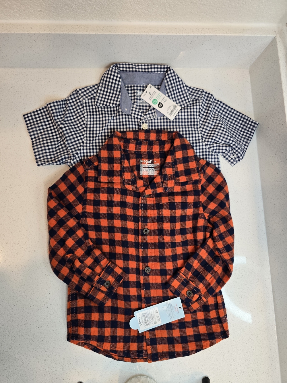 Carter's Orange & Black  Plaid Button-Down Shirt